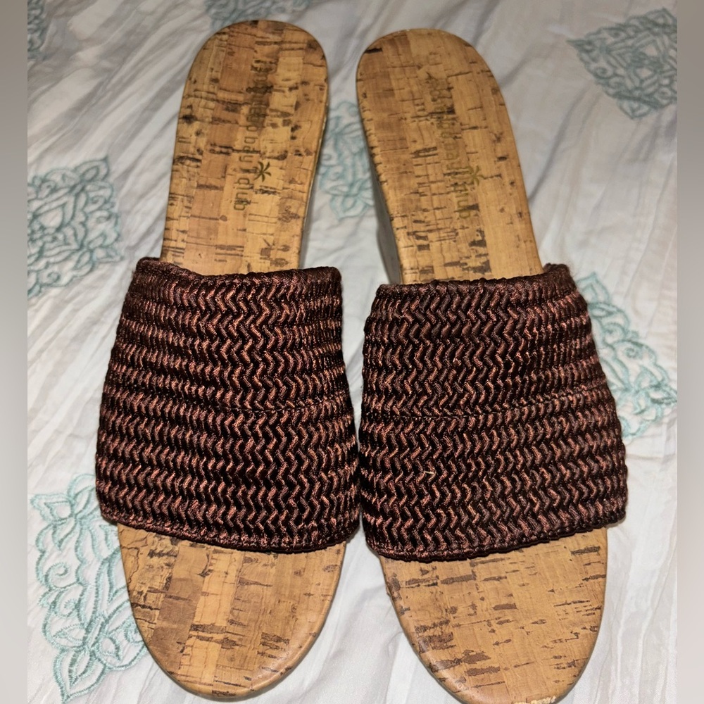 Montego Bay Club Cork Wedge with Thick Brown Weaved Strap